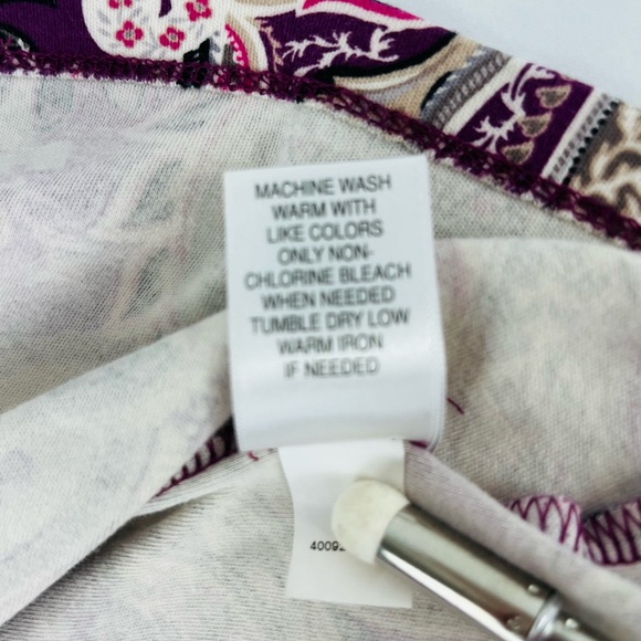 Croft & Barrow Classic Tee Paisley Print Purple, Pink, Black, and Taupe Size S - Picture 5 of 11